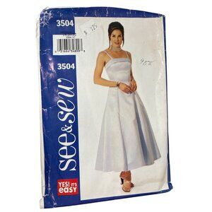 Y2K Butterick 3504 Sewing Template Sizes 18 20 22 Dress Pattern Elegant 2002 CUT